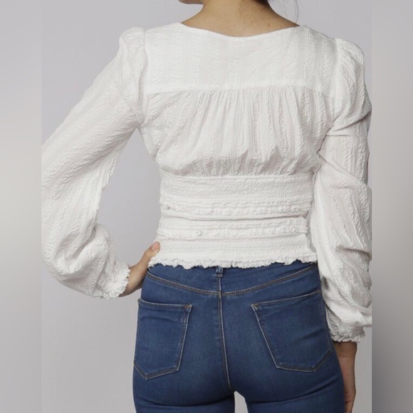 FREE PEOPLE “LOLITA” Pheasant Top in white size S - Picture 2 of 12